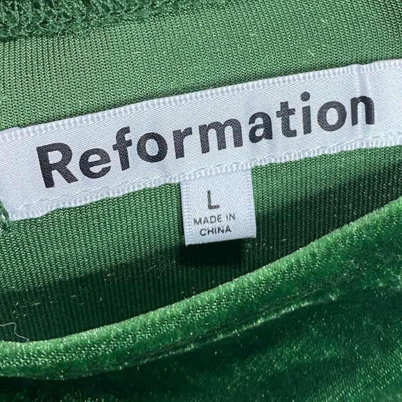 Reformation Merel Velvet Midi Dress In Green Velvet Large NWT - Picture 9 of 11